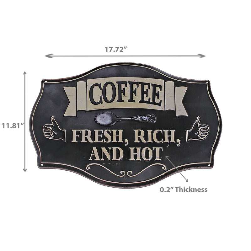 Embossed Metal Wall Sign Coffee Fresh