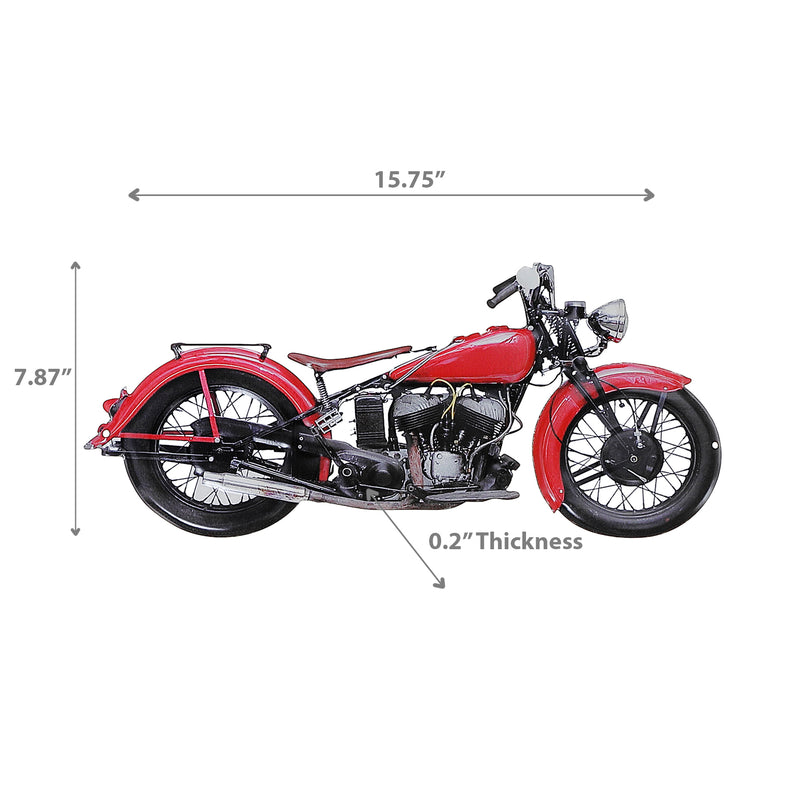 Embossed Metal Wall Sign Red Motorcycle