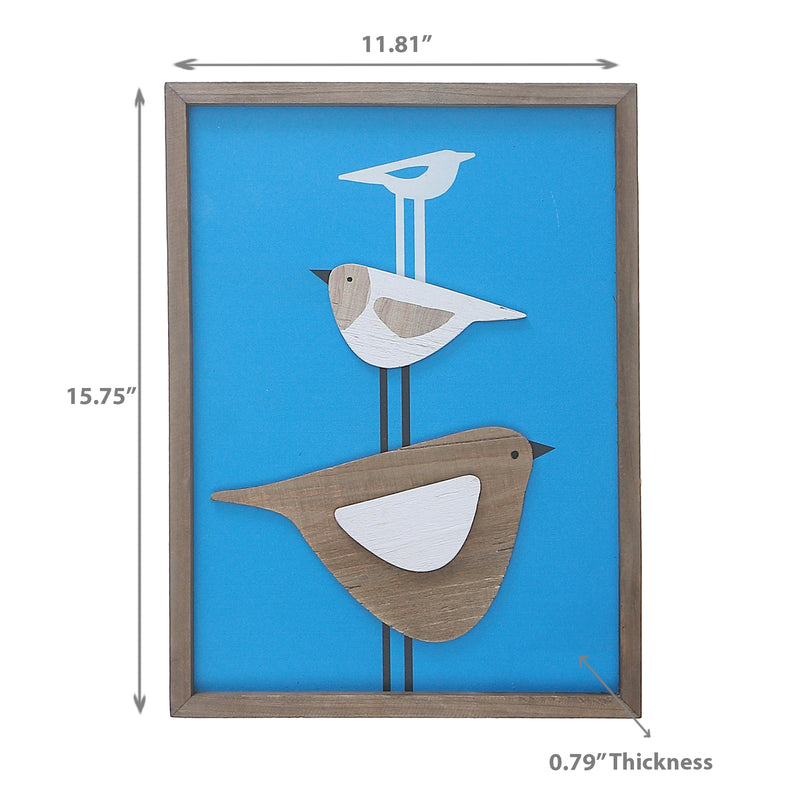 Wooden Framed Triple Bird Sign