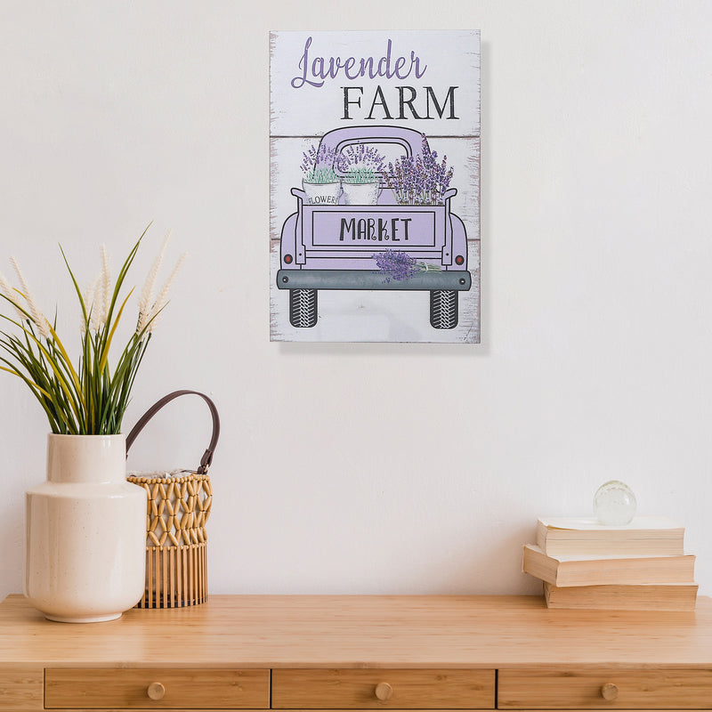 Wooden Lavender Farm Market Truck Wall Sign