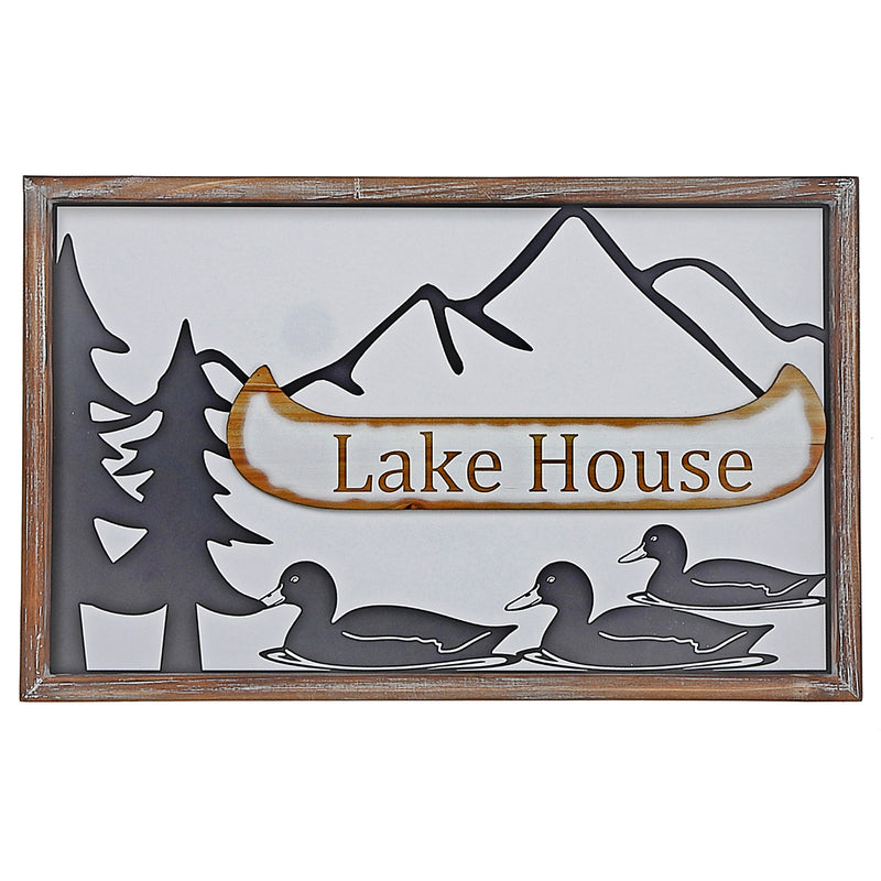 Wood And Metal Mountain Wall Sign