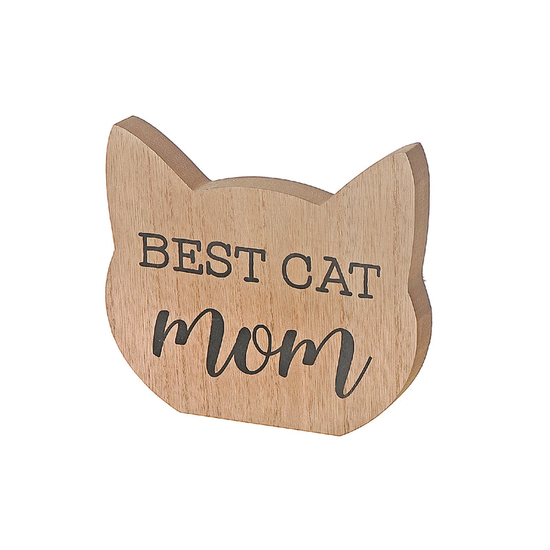 Wooden Cat Head Sign Best Cat Mom