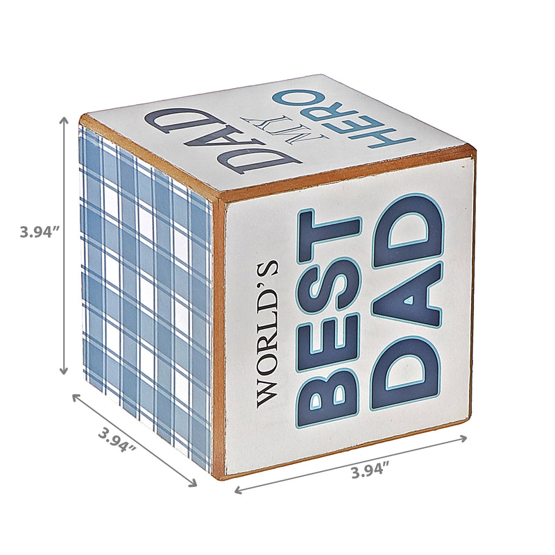 Wood Square Cube Block Best Dad