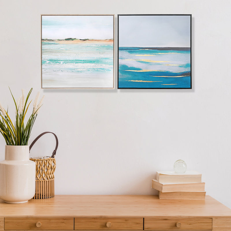 Framed Canvas Wall Art Ocean - Set of 2