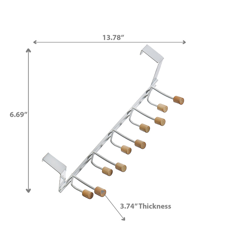 Iron Powder Coated Over The Door 10 Hooks Wooden Knob