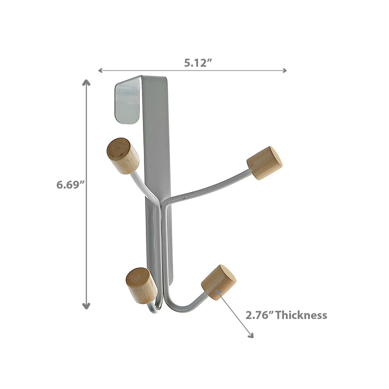 Iron Powder Coated Over The Door 4 Hooks Wooden Knob - Set of 4