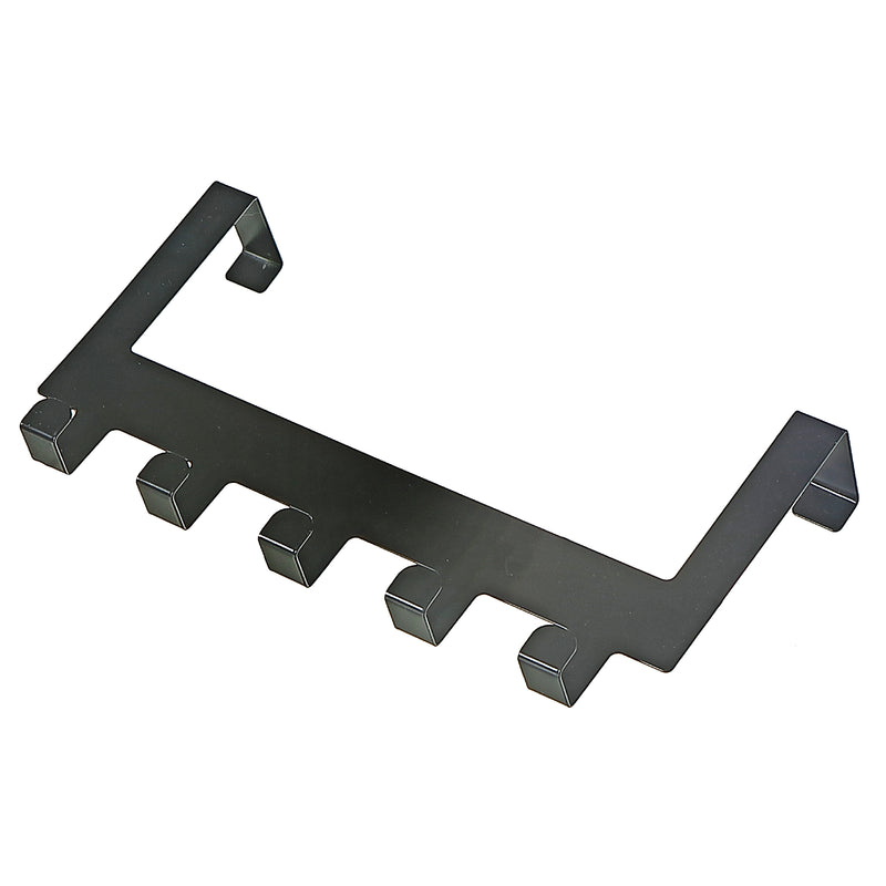 Metal Powder Coated Over The Door 5 Hooks Black