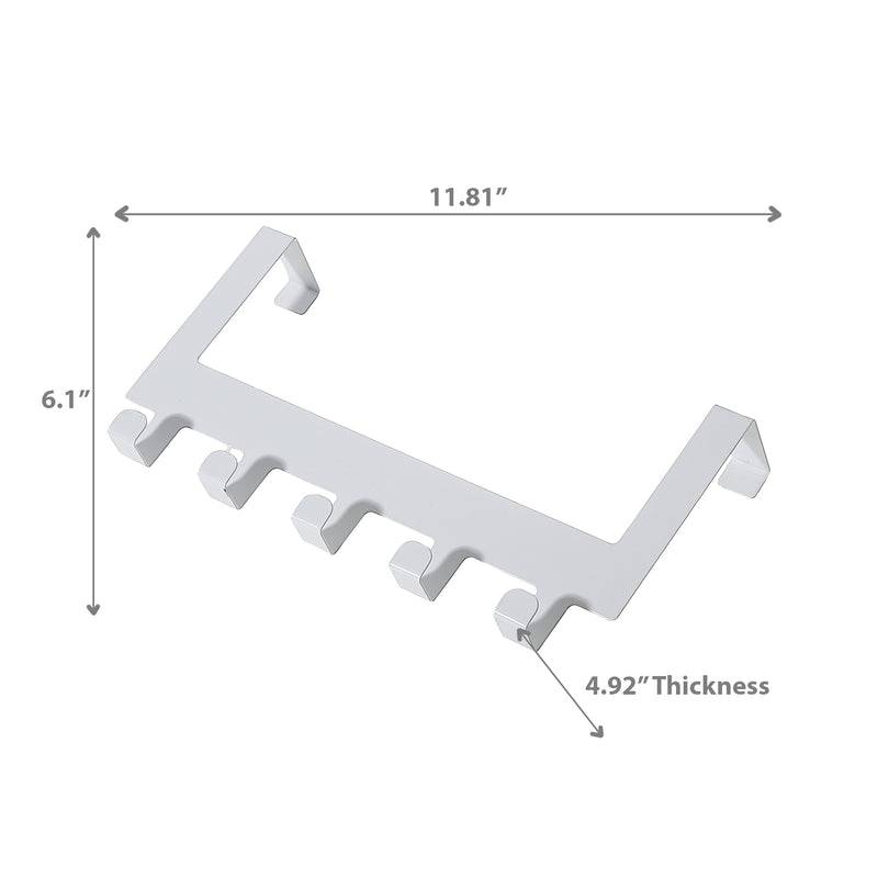 Metal Powder Coated Over The Door 5 Hooks White