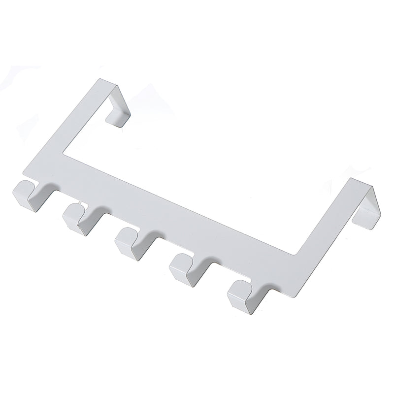 Metal Powder Coated Over The Door 5 Hooks White