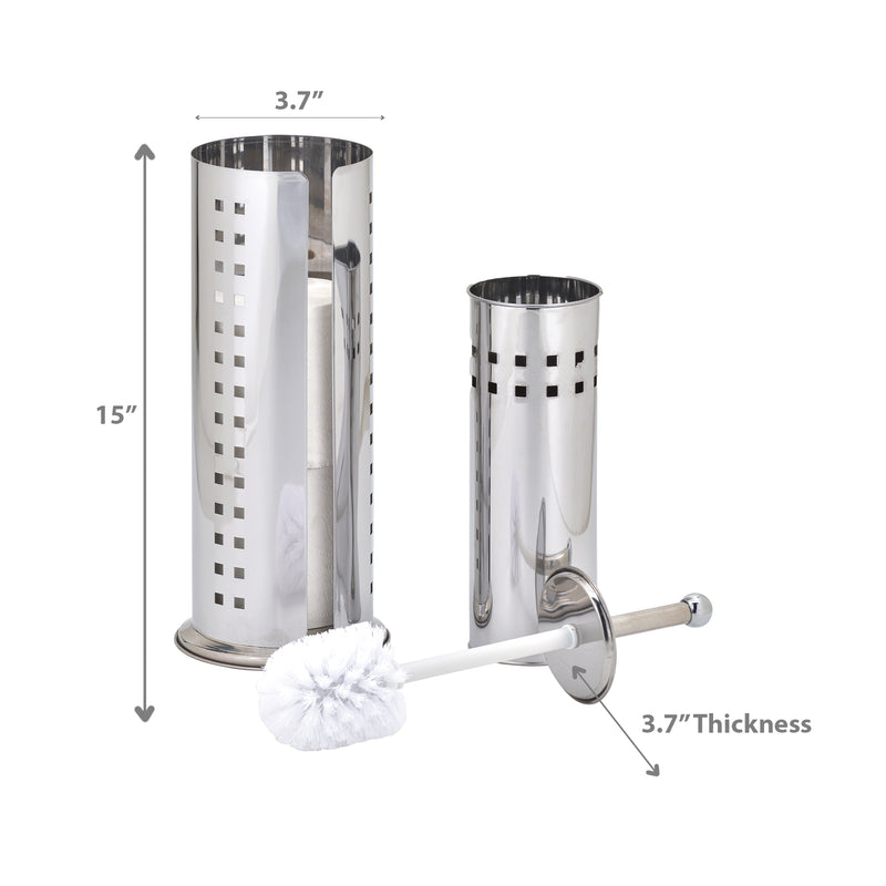 Stainless Steel Toilet Brush & Double Holder Stand