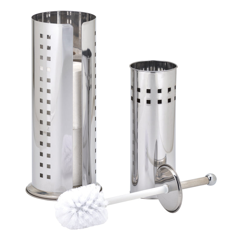 Stainless Steel Toilet Brush & Double Holder Stand