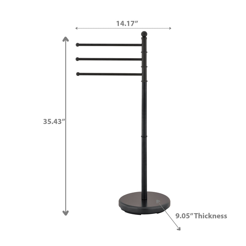 3 Arms Metal Towel Stand  Black