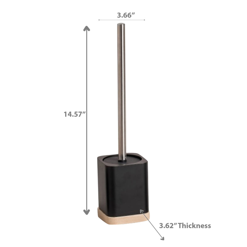 Polyresin Toilet Brush Holder With Rubber Wood Base