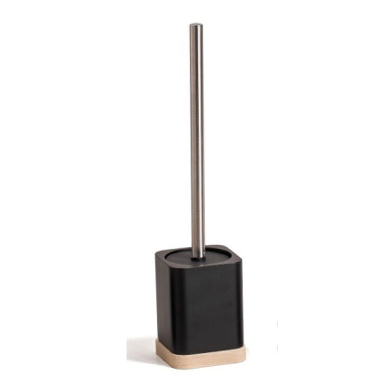 Polyresin Toilet Brush Holder With Rubber Wood Base