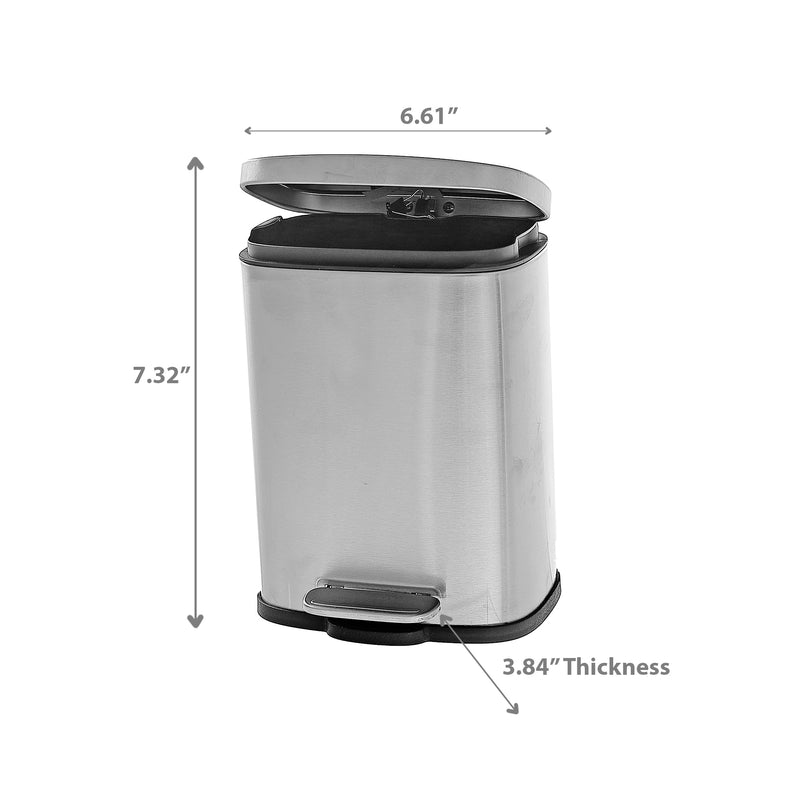 3L Metal Rectangular Dust Bin Silver