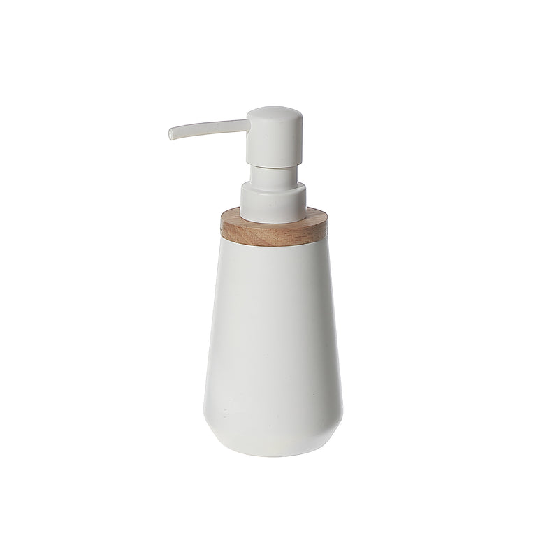 Polyresin Soap Dispenser With Wood White