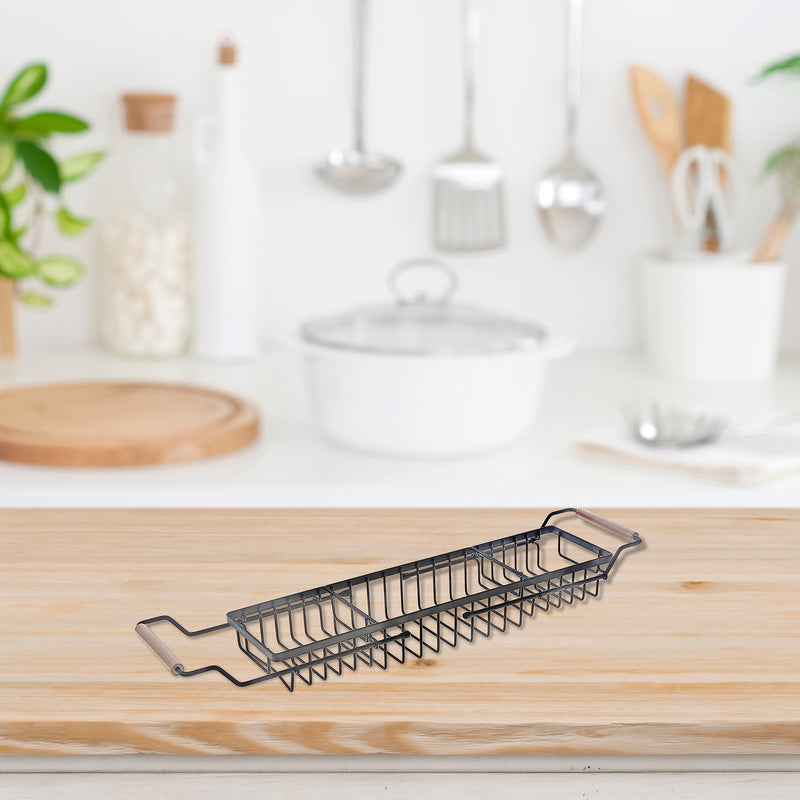 Bathtub Rack Flat Wire With Wooden Handle.