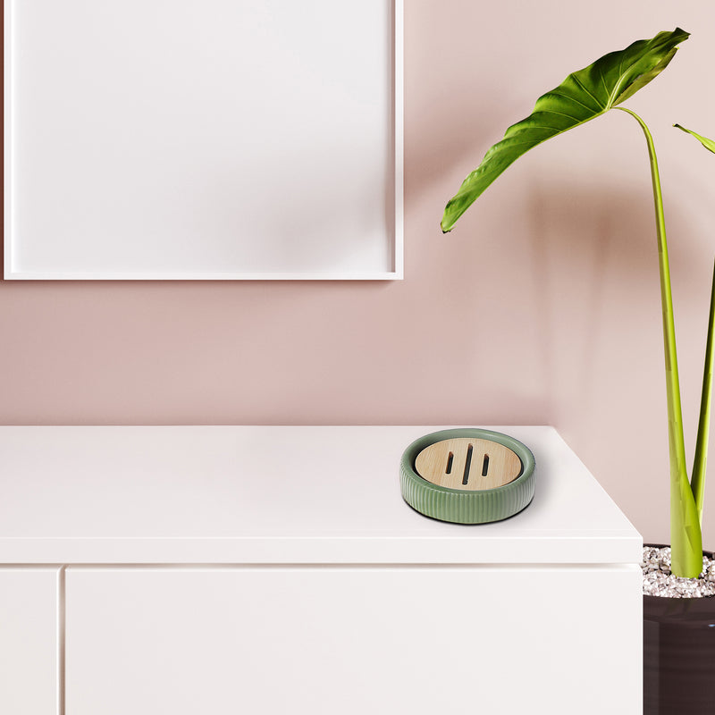 Soap Dish With Bamboo Green