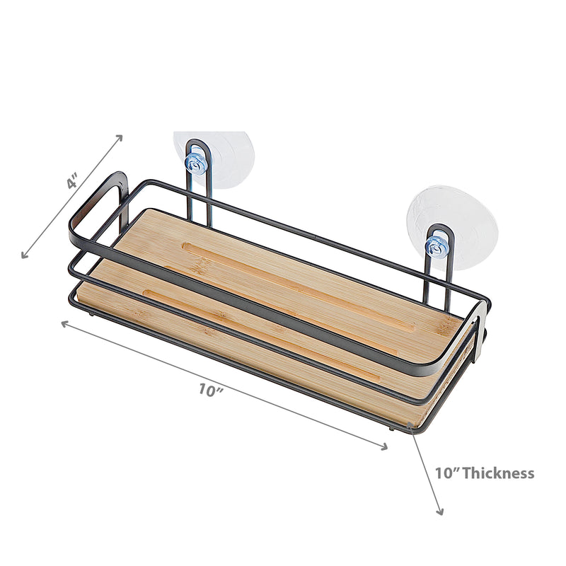 Metal Suction Cup Caddy With Bamboo