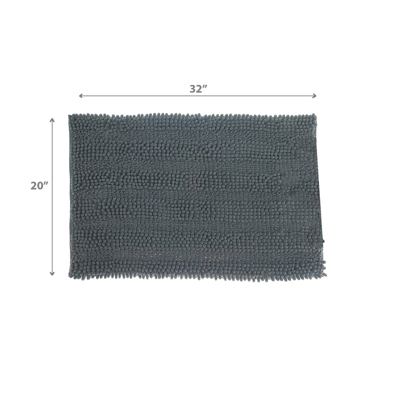 Solid Cheniile Bath Mat 20"X32" Gray