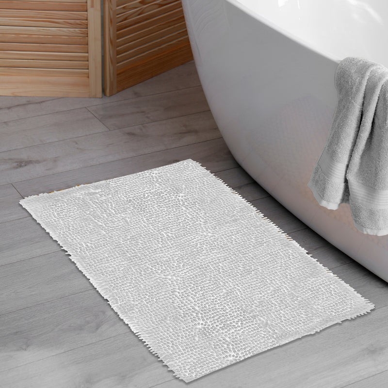 Shining Cheniile Bath Mat 20"X32" White