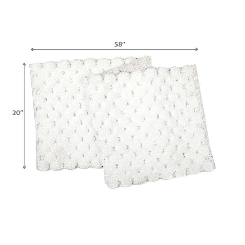 Handwoven Pompom Bath Mat White 20"X 58"