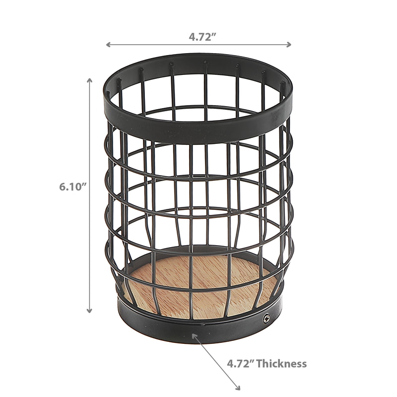 Cutlery  Holder With Rubber Wood Bottom