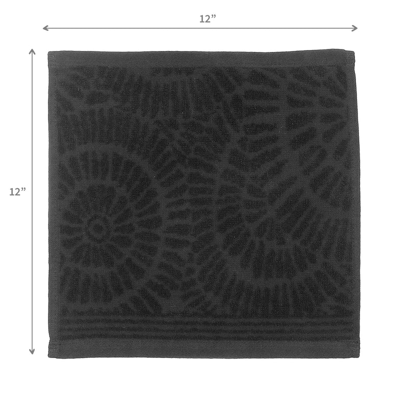 Charleston Wash Cloth 12" X 12" Black - Set of 6