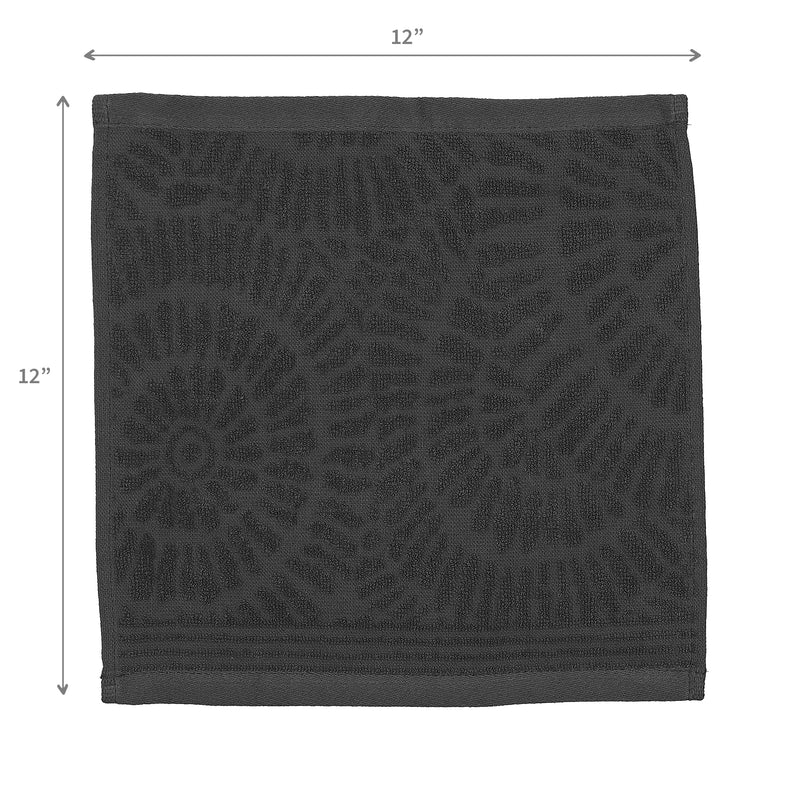 Charleston Wash Cloth 12" X 12" Dark Grey - Set of 6