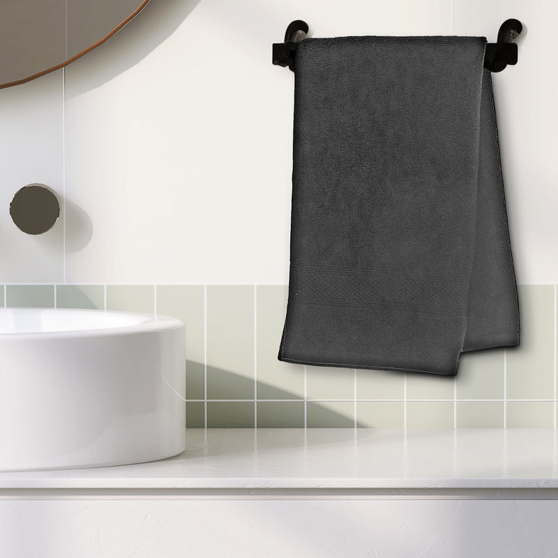 Nova Hand Towel 16" X 27" Black - Set of 2