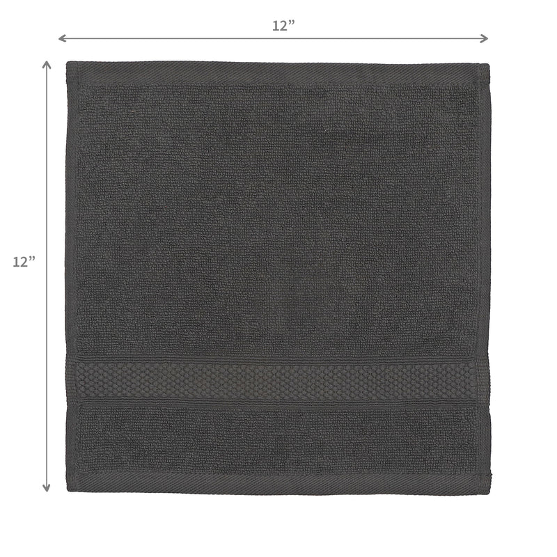 Nova Wash Cloth 12" X 12" Dark Grey - Set of 6