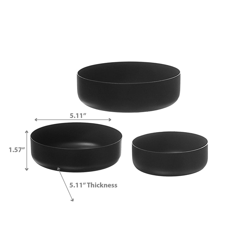 Set Of 3 Metal Tapas Bowl Black