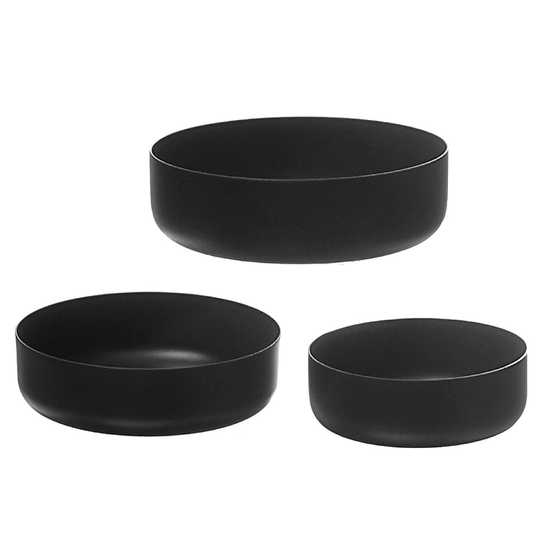 Set Of 3 Metal Tapas Bowl Black