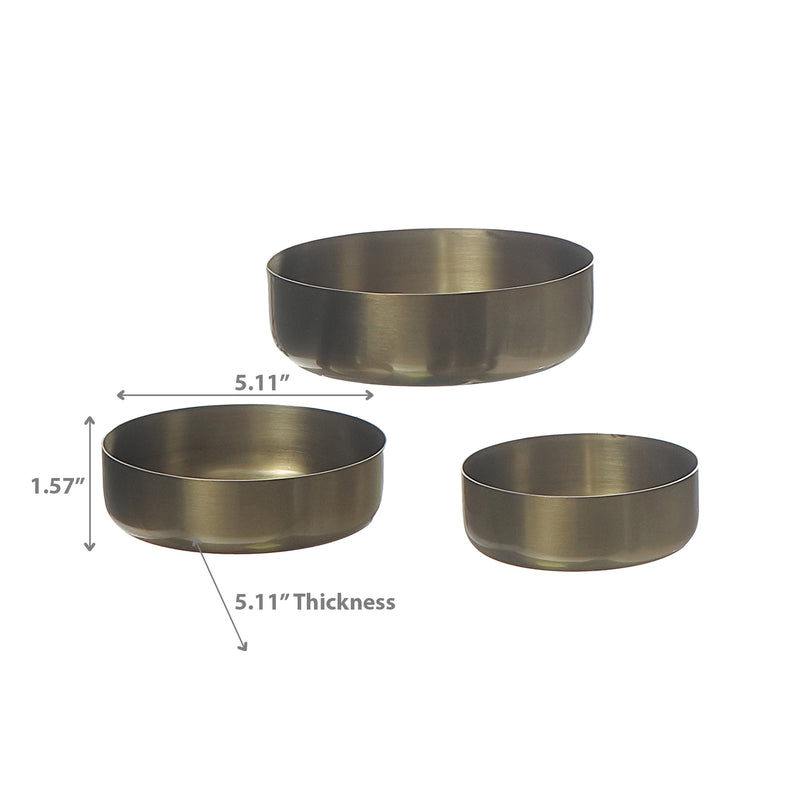 Set Of 3 Metal Tapas Bowl Gold