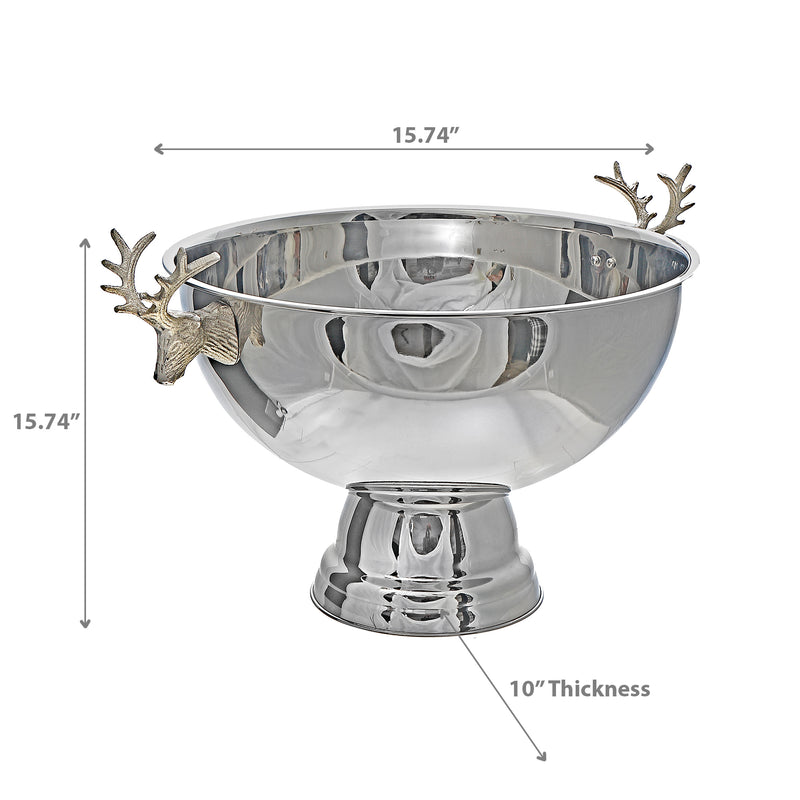 Stainless Steel Wine Tub With Reindeer  15.74"