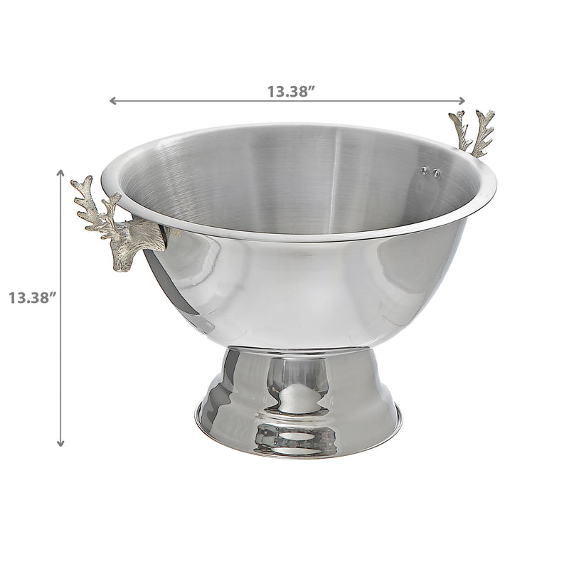 Stainless Steel Wine Tub With Reindeer  13.38"