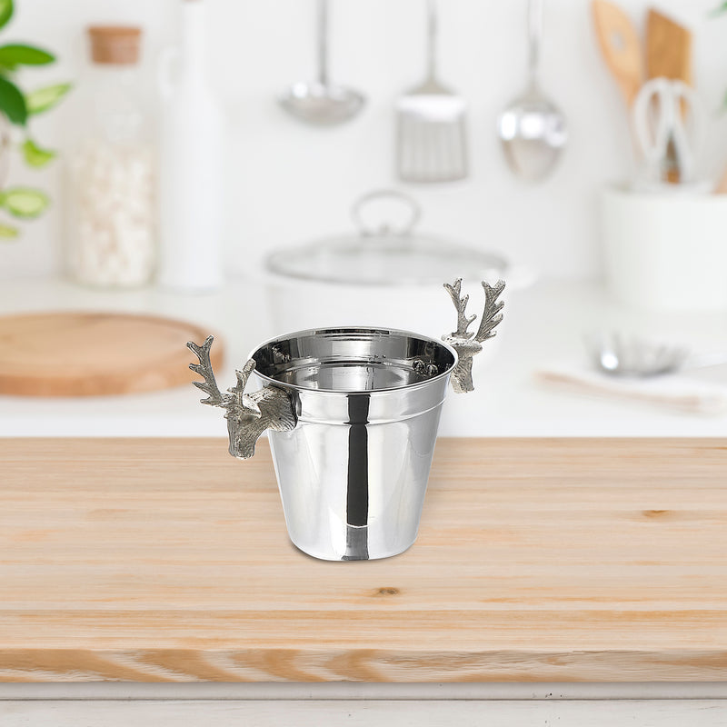 Stainless Steel Ice Bucket With Reindeer  5.5"