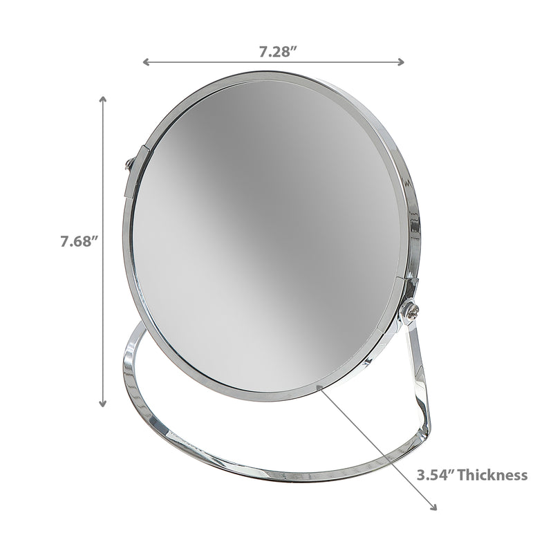 Chrome Plated 2 Sided Mirror With Stand 5 X Magnify