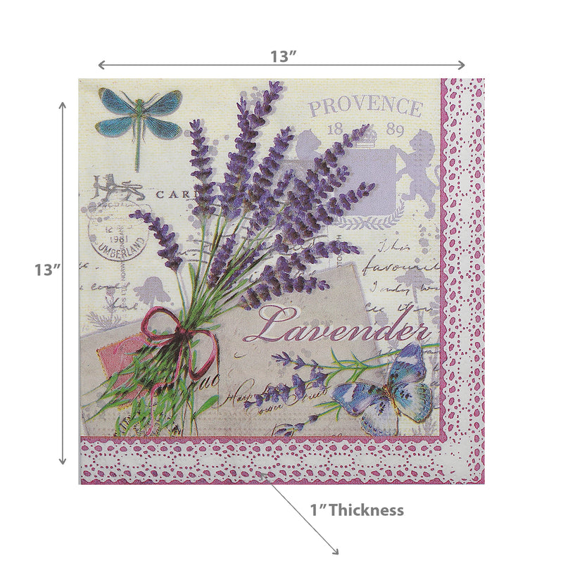 20 Pack Luncheon 3 Ply Napkin Lavender - Set of 6