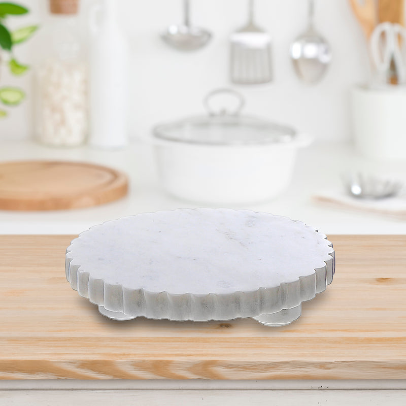 Marble Scallop Footed Round Dish