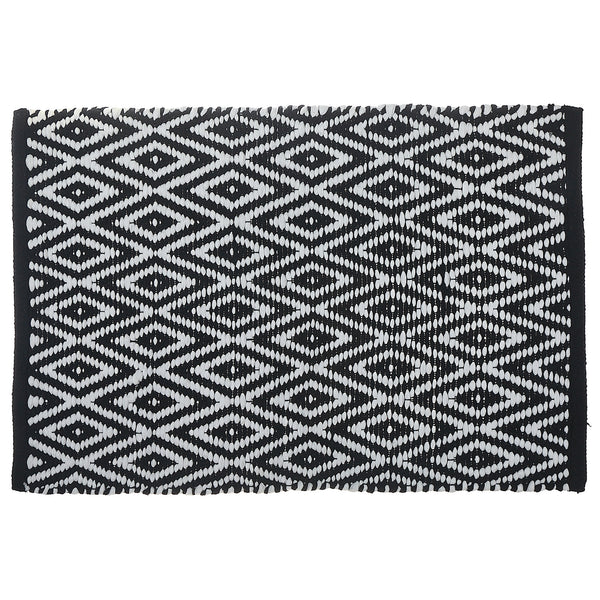 Handwoven Diamond Rug  20" X 32"  Black