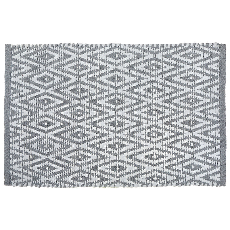 Handwoven Diamond Rug  20" X 32"  Grey