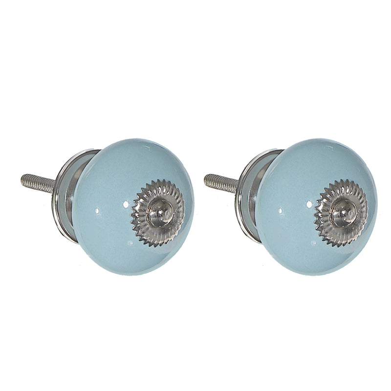 Decorative Smooth Ceramic Knob Set Of 2 Sky Blue - Set of 2