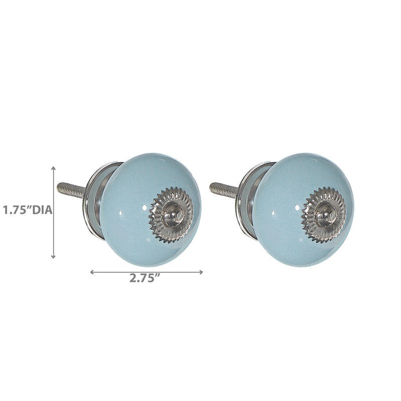 Decorative Smooth Ceramic Knob Set Of 2 Sky Blue - Set of 2