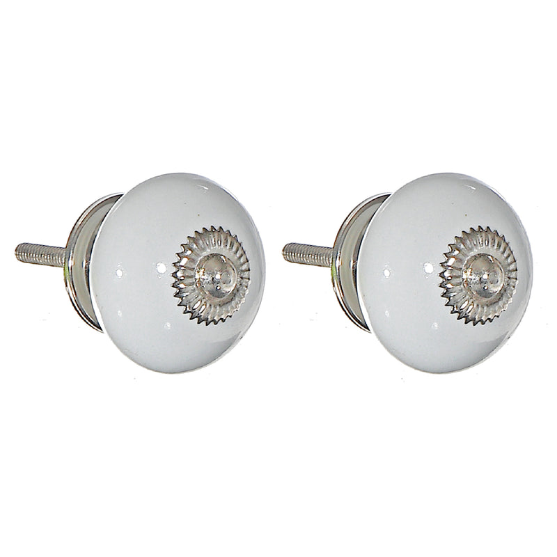 Decorative Smooth Ceramic Knob Set Of 2 White - Set of 2