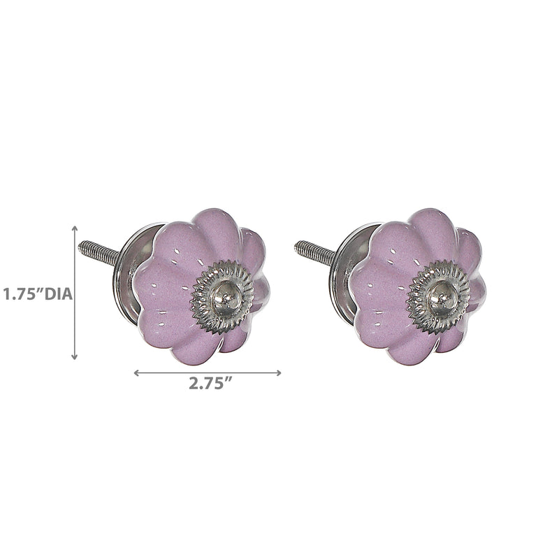 Decorative Scalloped Ceramic Knob Set Of 2 Purple - Set of 2