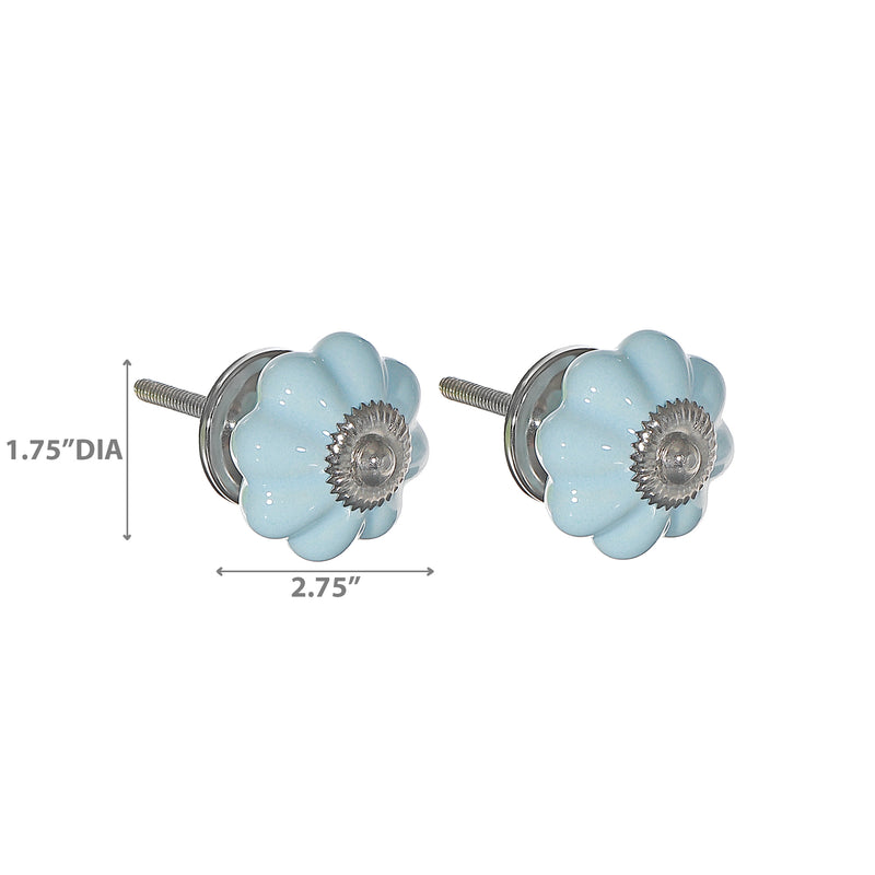 Decorative Scalloped Ceramic Knob Set Of 2 Sky Blue - Set of 2