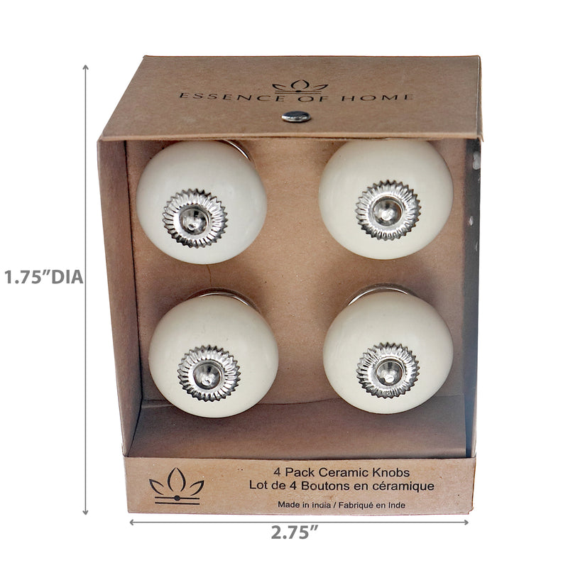 Decorative Smooth Ceramic Knob Set Of 4 Ivory