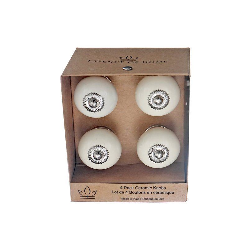 Decorative Smooth Ceramic Knob Set Of 4 Ivory