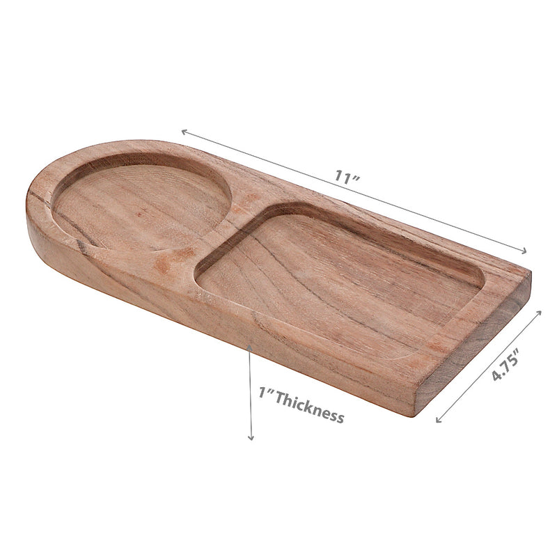 Custom Acacia Wood 2 Section Serving Tray